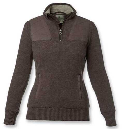 Beretta Women's Techno Halfzip With Washable Suede Sweater, Brown Arabico, Large