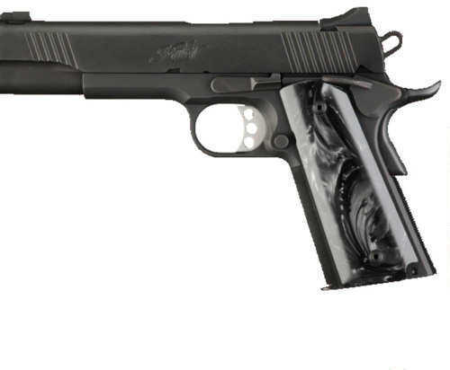 Hogue Grips Fits Colt Government Polymer Ambidextrous Safety Cut Black Pearlized Finish 45418