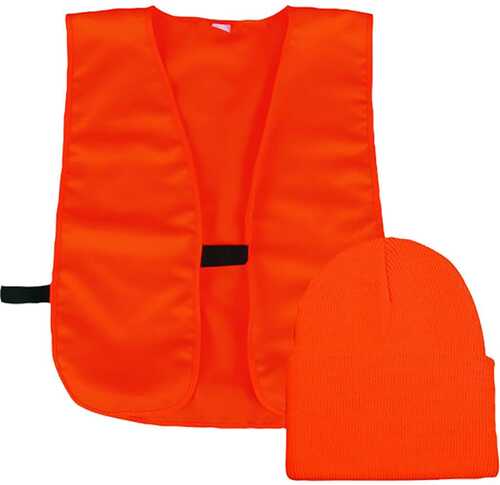Outdoor Cap Watch Cap and Vest Combo Blaze Orange Model: BLZKVST-80101