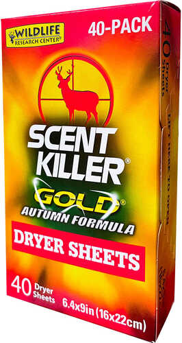 Wildlife Research 1283 Scent Killer Gold Autumn Dryer Sheets Odor Eliminator 40 Pack