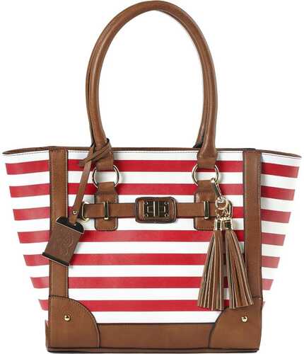 Bulldog Tote Style Conceal Carry Purse Cherry Stripe