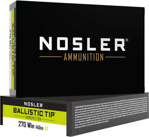 Nosler Ballistic Tip Rifle Ammunition 270 Win. 140 gr. BT SP 20 rd. Model: 40055