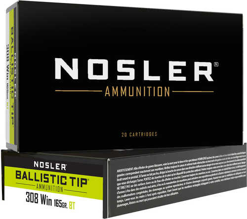 Nosler Ballistic Tip Rifle Ammunition 308 Win. 165 gr. BT SP 20 rd. Model: 40063