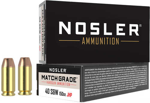 Nosler Match Grade Handgun Ammunition 40 S&W 150 gr. HG JHP 50 rd. Model: 51181