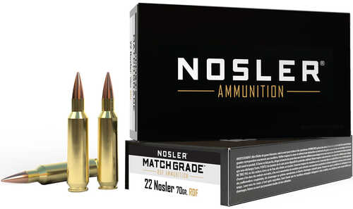 Nosler Match Grade Rifle Ammunition 22 Nosler 70 gr. RDF HPBT 20 rd. Model: 60124