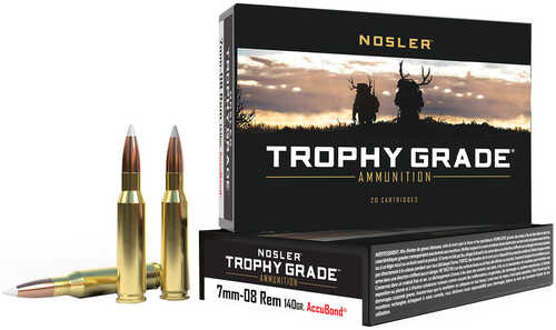 Nosler Trophy Grade Rifle Ammunition 7mm-08 Rem. 140 gr. AB SP 20 rd. Model: 60042
