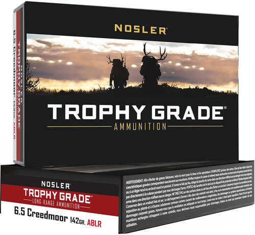 Nosler Trophy Grade Long Range Rifle Ammunition 6.5 Creedmoor 142 gr. ABLR SP 20 rd. Model: 60105