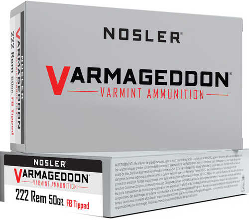 Nosler Varmageddon Rifle Ammunition 222 Rem. 50 gr. VG FBT 20 rd. Model: 65137