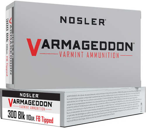 Nosler Varmageddon Rifle Ammunition 300 Blackout 110 gr. VG FBT 20 rd. Model: 40127