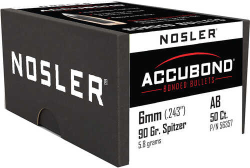 Nosler 56357 Accubond 6mm 90 Grains 50 Per Box