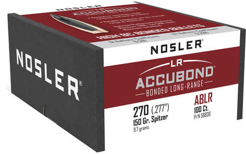Nosler Bullets 270 Caliber .277 150 Grains Accubond LR 100CT