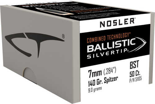Nosler Bullets 7MM .284 140 Grains Ballistic Silver Tip 50C