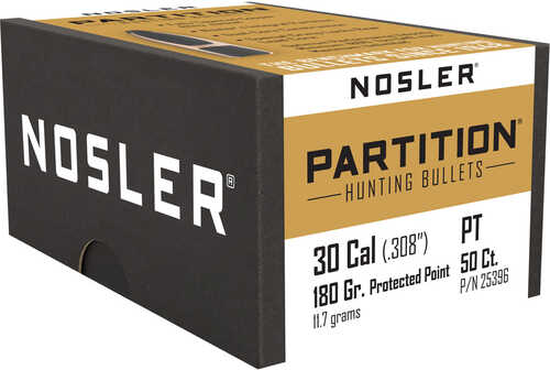 Nosler 30 Caliber 180 Grains Pp Part .308" 50/Box Bullets