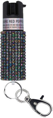 Sabre Jeweled Pepper Spray with Snap Clip Black Model: KR-J-BK-02