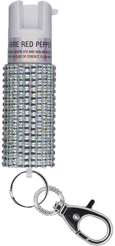 Sabre Jeweled Pepper Spray with Snap Clip Silver Model: KR-J-WH-02