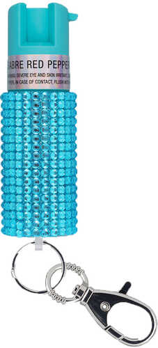 Sabre Jeweled Pepper Spray with Snap Clip Teal Model: KR-J-TL-02