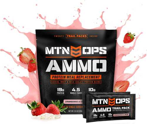 MTN OPS Ammo Whey Protein Meal Replacement Strawberry Trail Pack 20 ct. 