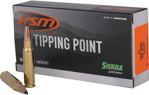 HSM Tipping Point Rifle Ammunition 308 Win. Sierra Gamechanger 165 gr. 20 rd. Model: HSM-308-47-N