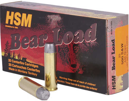 HSM Bear Load Ammunition 500 S&W Wide Flat Nose 440 gr. 20 rd. Model: HSM-500SW-6-N