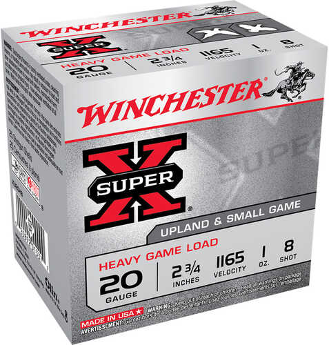 Winchester Super-X Heavy Game Load 20 ga. 2.75 in. 1 oz. 8 Shot 25 rd. Model: XU20H8