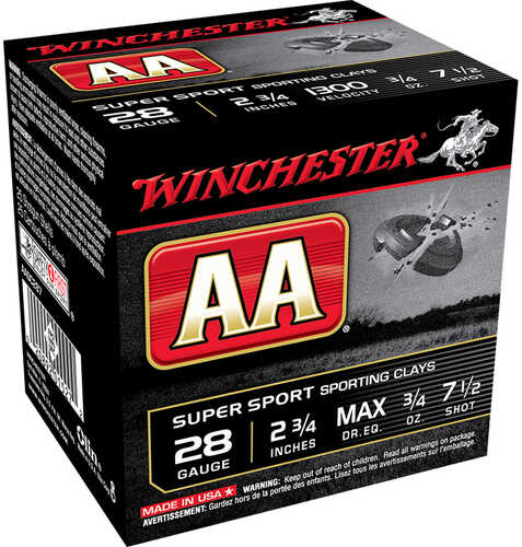 Winchester AA Sporting Clays Load 28 ga. 2.75 in. 3/4 oz. 7.5 Shot 25 rd. Model: AASC287