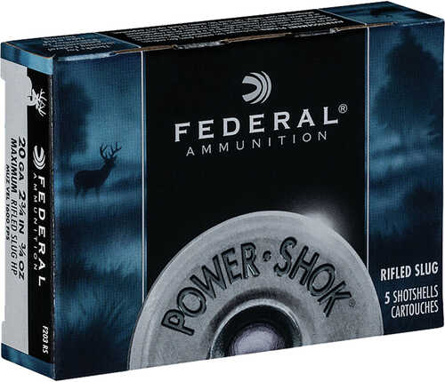 Federal Power-Shok Shotgun Ammo 20 ga. 2.75 in. 3/4 oz. HP Rifled Slug 5 rd. Model: F203 RS