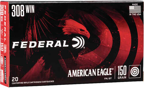 Federal American Eagle Rifle Ammo 308 Win. 150 gr. FMJ Boat-Tail 20 rd. Model: AE308D
