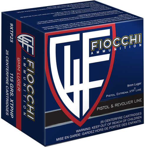 Fiocchi Hyperformance Defense Pistol Ammo 9mm 115 gr. XTPHP 25 rd. Model: 9XTP25