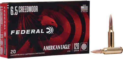 Federal American Eagle Rifle Ammo 6.5 Creedmoor 120 gr. Open Tip Match 20 rd. Model: AE65CRD2