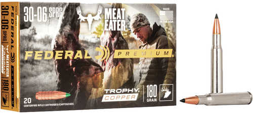 Federal Premium Rifle Ammo 30-06 Springfield 180 Grain Trophy Copper 20 Rounds Model: P3006TC1