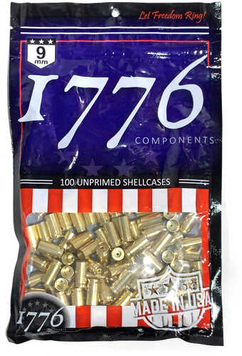 1776 USA Unprimed Brass 9mm 100 pc. Model: 177600901