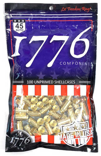 1776 USA Unprimed Brass 45 ACP 100 pc.