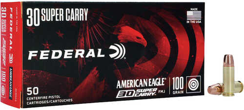 Federal American Eagle Pistol Ammo 30 Super Carry 100 gr. FMJ 50 rd. Model: AE30SCA