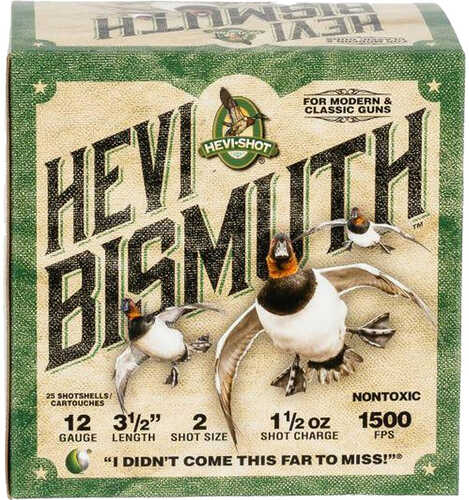 Hevi Shot Bismuth Shotgun Ammo 12 ga. 3.5 in. 1 1/2 oz. 2 Shot 25 rd. Model: HS14502