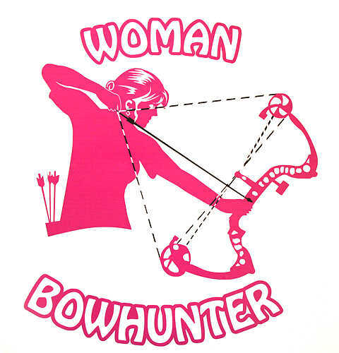 DWD Woman Bowhunter Decal 8"X8" Pink/White