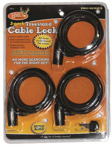 HME HMETCL3 Treestand Cable Lock Black 3 Pack