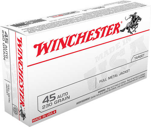Winchester USA Pistol Ammo 45 ACP 230 gr. FMJ 50 rd. Model: Q4170