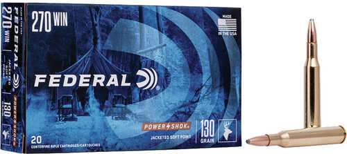 Federal Power-Shok Rifle Ammo 270 Win 130 gr. Jacketed Soft Point 20 rd. Model: 270A