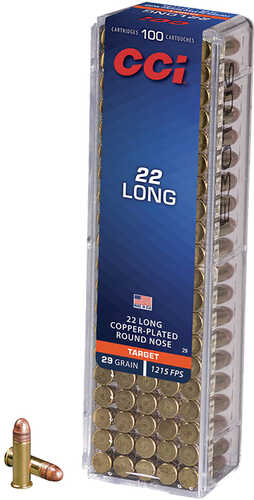 CCI Target & Plinking Rimfire Ammo 22 Long 29 gr. Copper-Plated Round Nose 100 rd. Model: 29