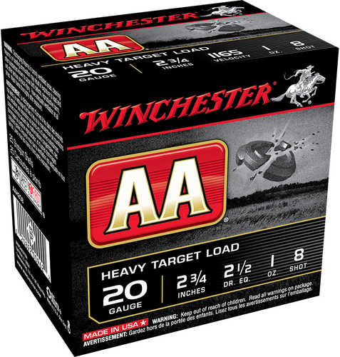 Winchester AA Heavy Target Load 20 ga. 2.75 in. 1 oz. 8 Shot 25 rd. Model: AAH208