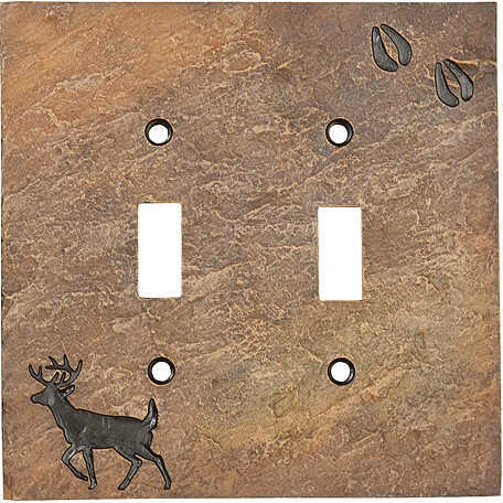 BSC Deer W/Tracks Switch Plate - Double 5"X5"