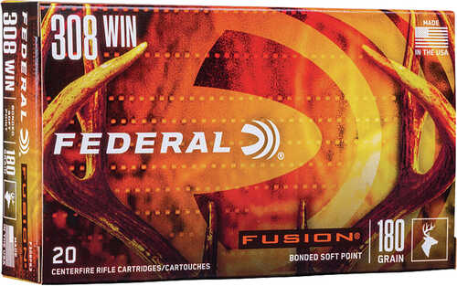 Federal Fusion Rifle Ammo 308 Win 180 gr. Fusion Soft Point 20 rd. Model: F308FS3