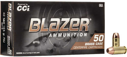 CCI Blazer Brass Pistol Ammo 40 S&W 165 gr. FMJ Flat Nose 50 rd. Model: 5210