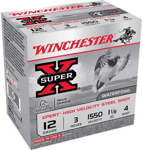 Winchester Super-X Xpert Hi-Velocity Steel 12 ga. 3 in. 1 1/8 oz. 4 Shot 25 rd. Model: WEX1234