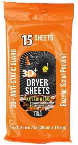 Dead Down Wind 11913 Dryer Sheets 8" X 7" 15 Per Pkg Natural Woods Scent
