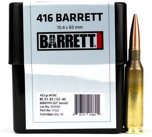 416 Barrett 452 Grain MTAC Cutting Edge Bullet 10 Rounds Ammunition