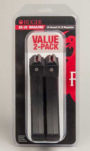 Ruger® BX-25 22 Long Rifle 25-Round Capacity Polymer Magazines, 2-Pack, Black Md: 90548