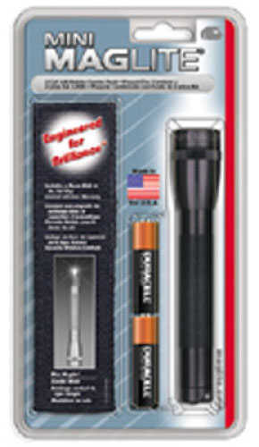 Mini Maglite 2-Cell AA Flashlight Black - Hang Pack Holster Package: Polypropylene Belt & Batteries High-I