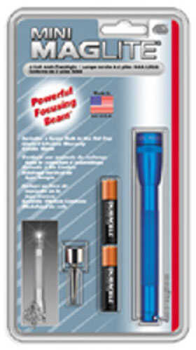 Mini Maglite 2-Cell AAA Flashlight Blue - Hang Pack Includes Pocket Clip & Batteries High-intensity Light Beam - 1/2 tur
