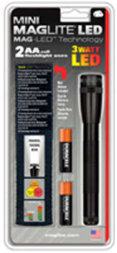 Mini Maglite Led 2-Cell AA Flashlight Black - Hang Pack Includes Polypropylene Belt Holster & Batteries 3 Watt Pow